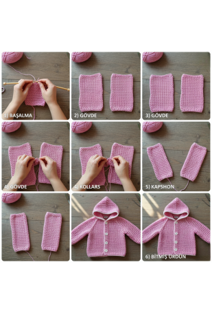 El Örgüsü Kapşonlu Ceket El Örgüsü Kapşonlu Ceket